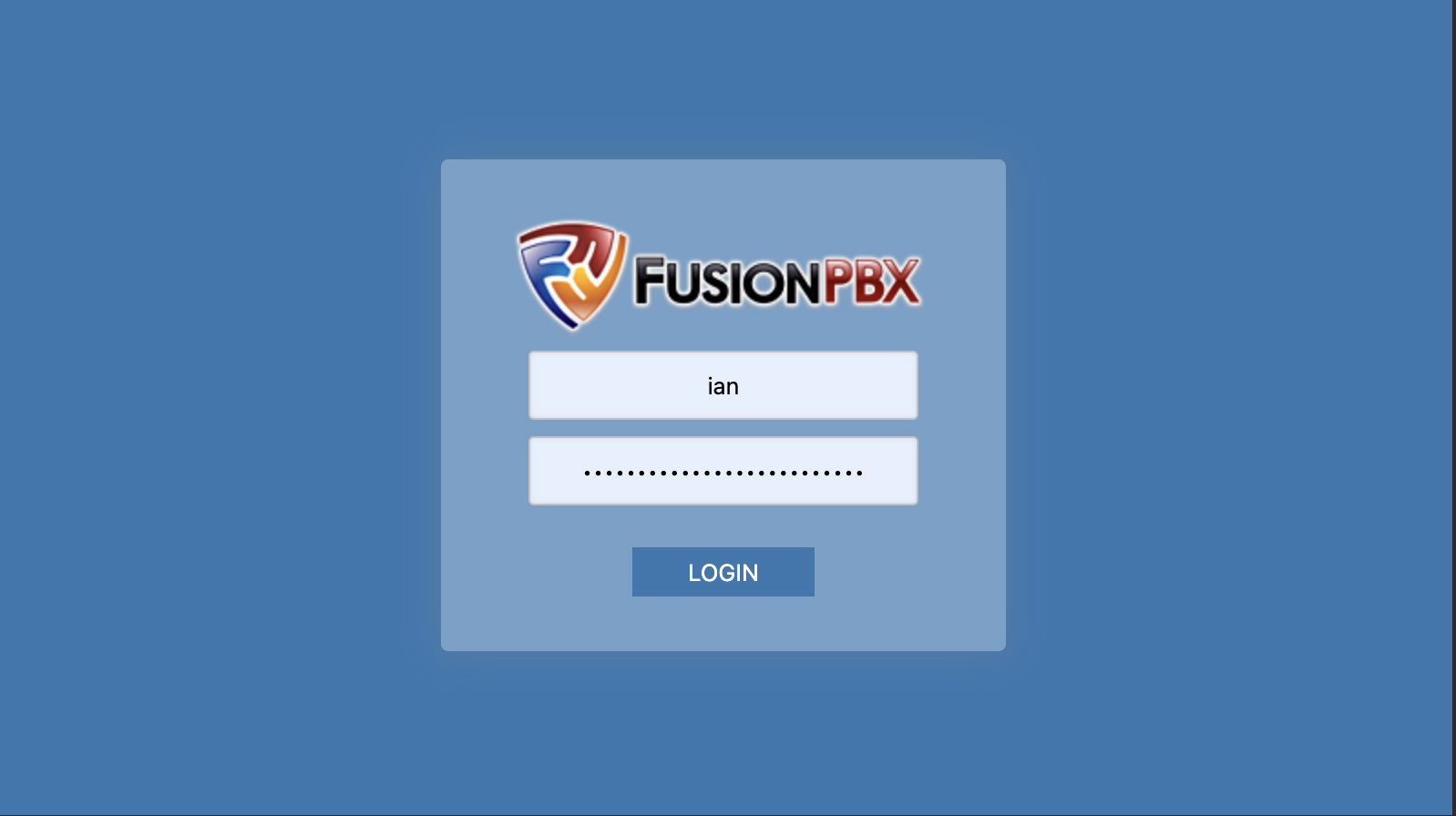 New FusionPBX L:ogin page